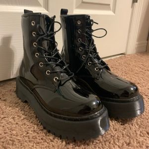 Patent leather boots
